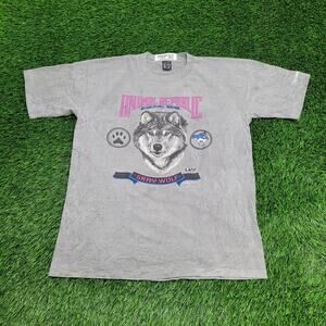 Vintage 1991 Wolf Shirt Large 22x27 Gray